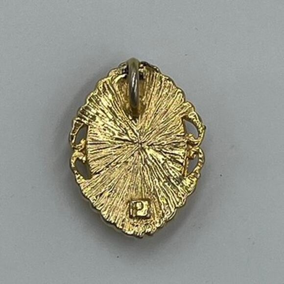 Vintage Cameo Pendant Signed P 1960s-1970s Ivory & Orange Dainty Small - Picture 3 of 6